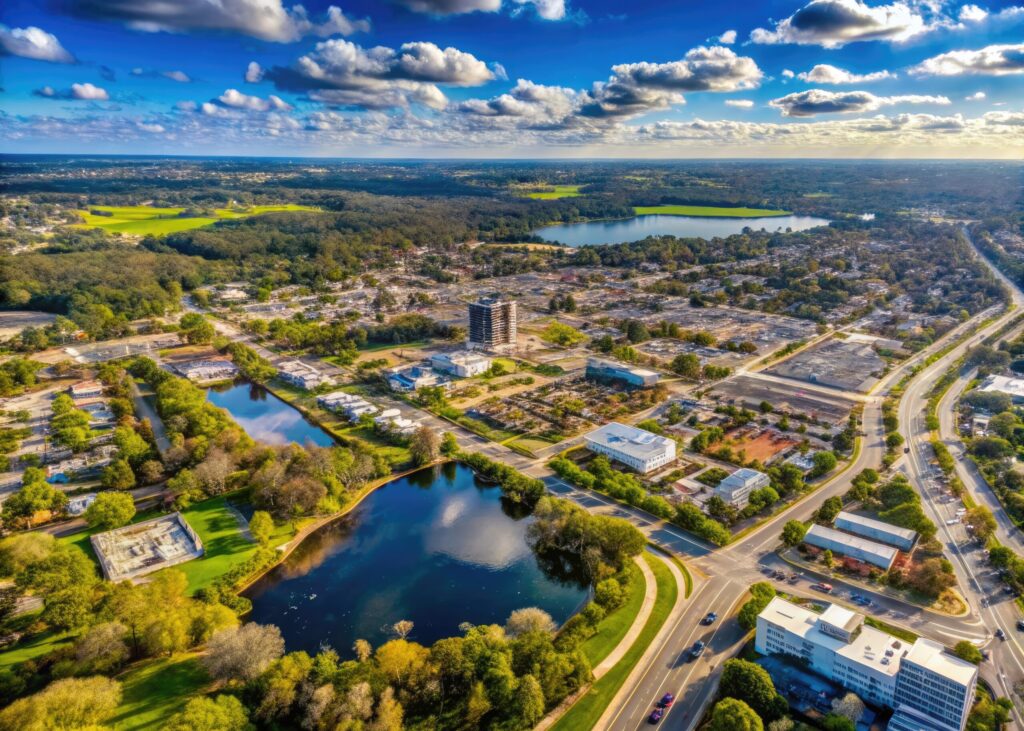 Image shows Florida city from high vantage point