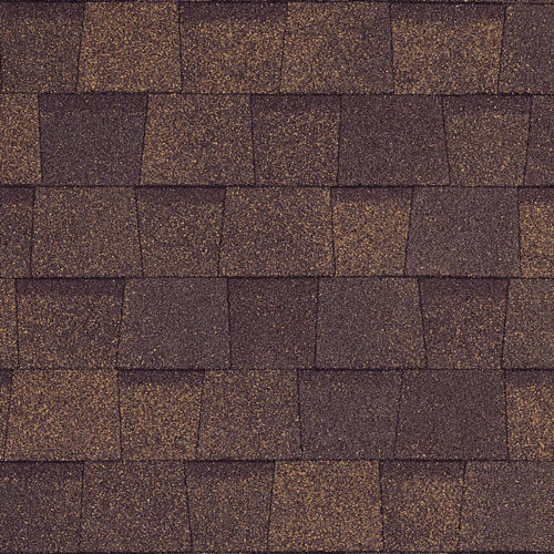 Shows detail of CertainTeed architectural shingle. Heather Blend color